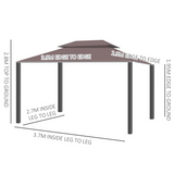 Outsunny Aluminium Frame Garden Gazebo with Side Curtains & Mesh Nets – Shade and Insect Protection, Coffee