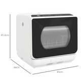 HOMCOM Table Top Dishwasher with 4 Place Settings, 6 Programmes and Fruit Wash Mode – Countertop Dishwasher, White