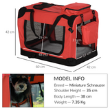 Pawhut Folding Soft Pet Carrier, 60 x 42 x 42cm – Portable Travel Bag with Fleece Bed for Small Dogs and Cats, Red