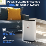 HOMCOM Portable Dehumidifier 20L/Day with 4000ml Tank – Quiet Damp Control for Home & Laundry Room