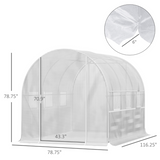 Walk-In Tunnel Greenhouse with Galvanised Steel Frame, Roll-Up Doors & Windows – UV-Protective PE Cover, White