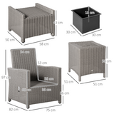 Outsunny 2-Seater Outdoor PE Rattan Patio Set with Cooler Coffee Table, 5-Piece with Cover – Garden Furniture