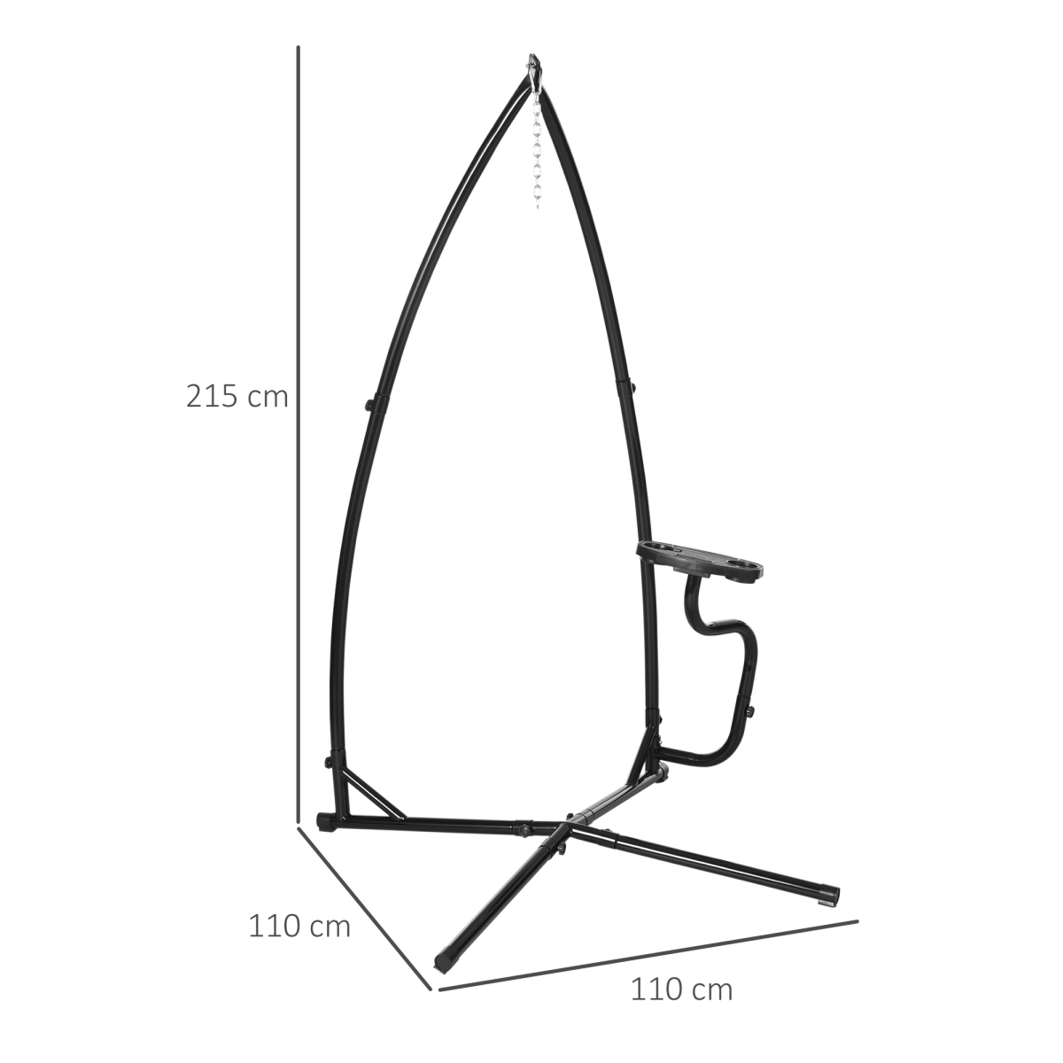 Outsunny Heavy Duty Metal C-Frame Hammock Chair Stand with Side Table – Indoor & Outdoor, Stand Only