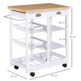 HOMCOM Compact Kitchen Island with Storage Shelves – Extra Prep Surface for Small Kitchens, White