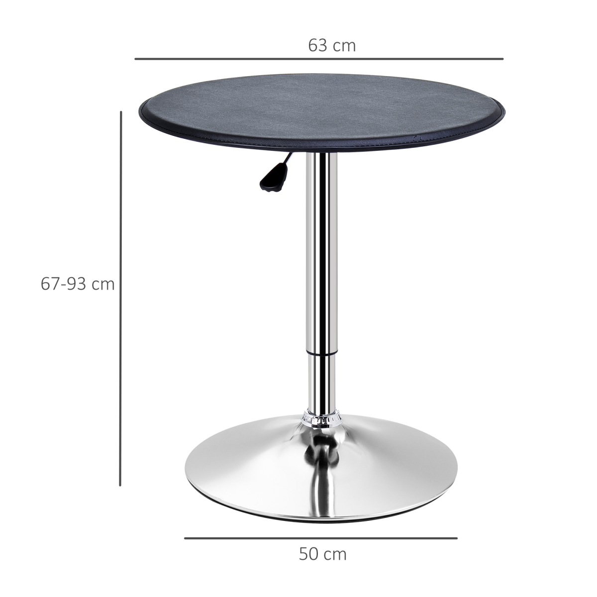 HOMCOM Height Adjustable Round Bar Table with 360° Swivel Top and Chrome Steel Frame – Kitchen & Dining, Black