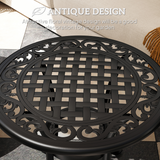 Outsunny Cast Aluminium Garden Side Table with Adjustable Footpads, 60kg Capacity – Outdoor Patio Table, Black