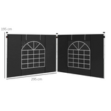 Outsunny 3x3m / 3x6m Pop Up Gazebo Side Panels, 2-Pack with Windows & Zipped Doors – Replacement Set, Black