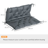 Outsunny 2 Seater Garden Bench Cushion with Ties – Padded Outdoor Seat Pad, Dark Grey