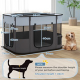 PawHut Portable Foldable Pet Playpen with Mesh Windows & Storage Bag – Dog, Rabbit & Kitten Run, Grey, 94cm