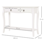 HOMCOM Console Table with 2 Drawers & Lower Shelf, Curved Design – Hallway Furniture, Ivory White