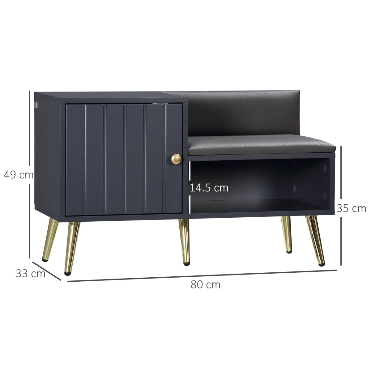 Hallway Shoe Bench with Enclosed Storage Cabinet & Padded Seat Cushion – Entryway Seating, Grey