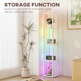 Bathroom Storage Cabinet with RGB LED Lighting and Four-Tier Shelves – Colour-Changing Ambient Glow, White