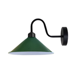 Vintage Swan Neck Wall Light, Cone Shade, E27 Socket – Dimmable Indoor Wall Sconce, Green