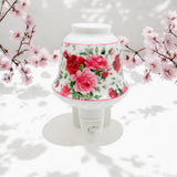 Ceramic Plug-In LED Night Light with Colourful Floral Design – Decorative Bedroom and Hallway Light, Pink