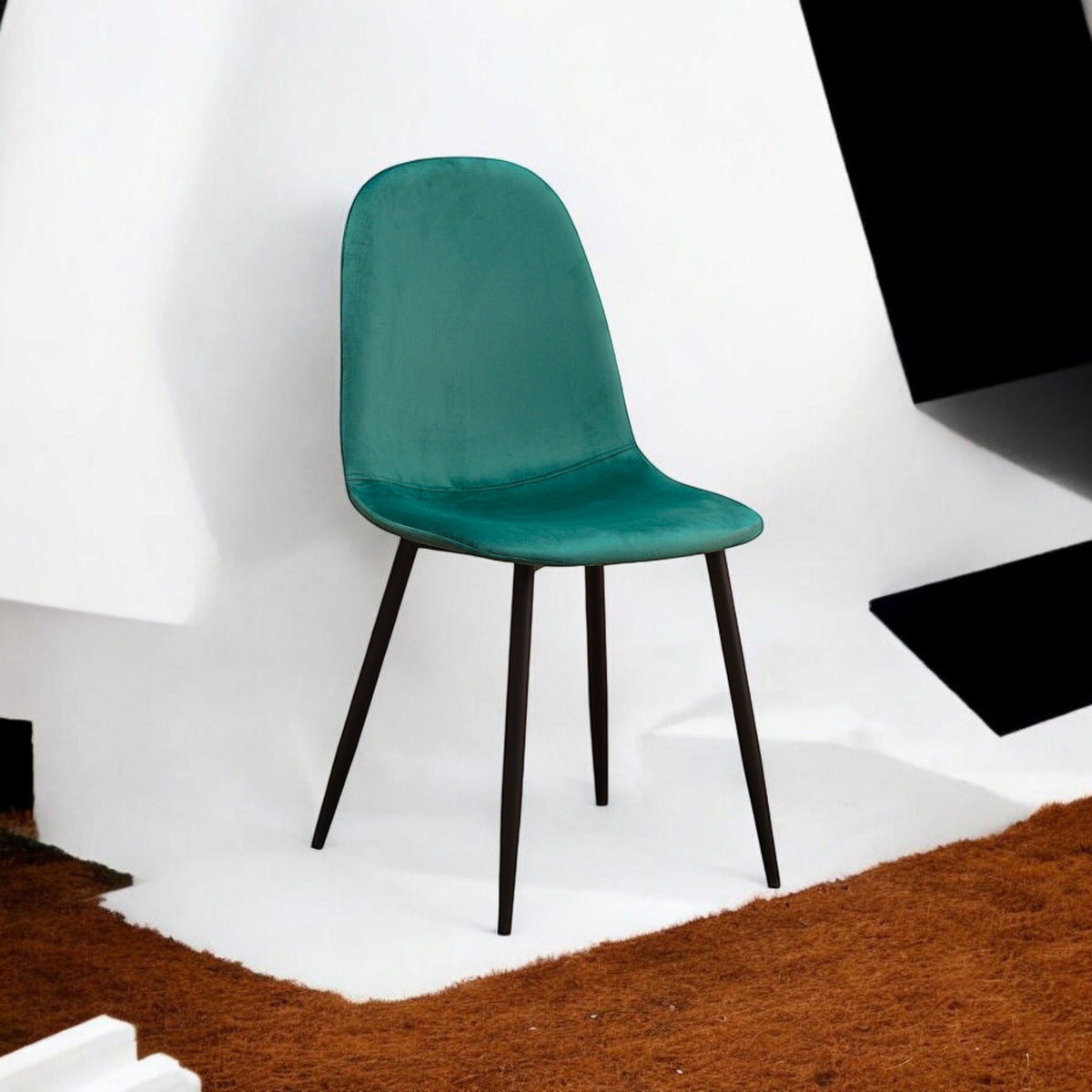 AcaciaHome Velvet Padded Dining Chair with Metal Legs