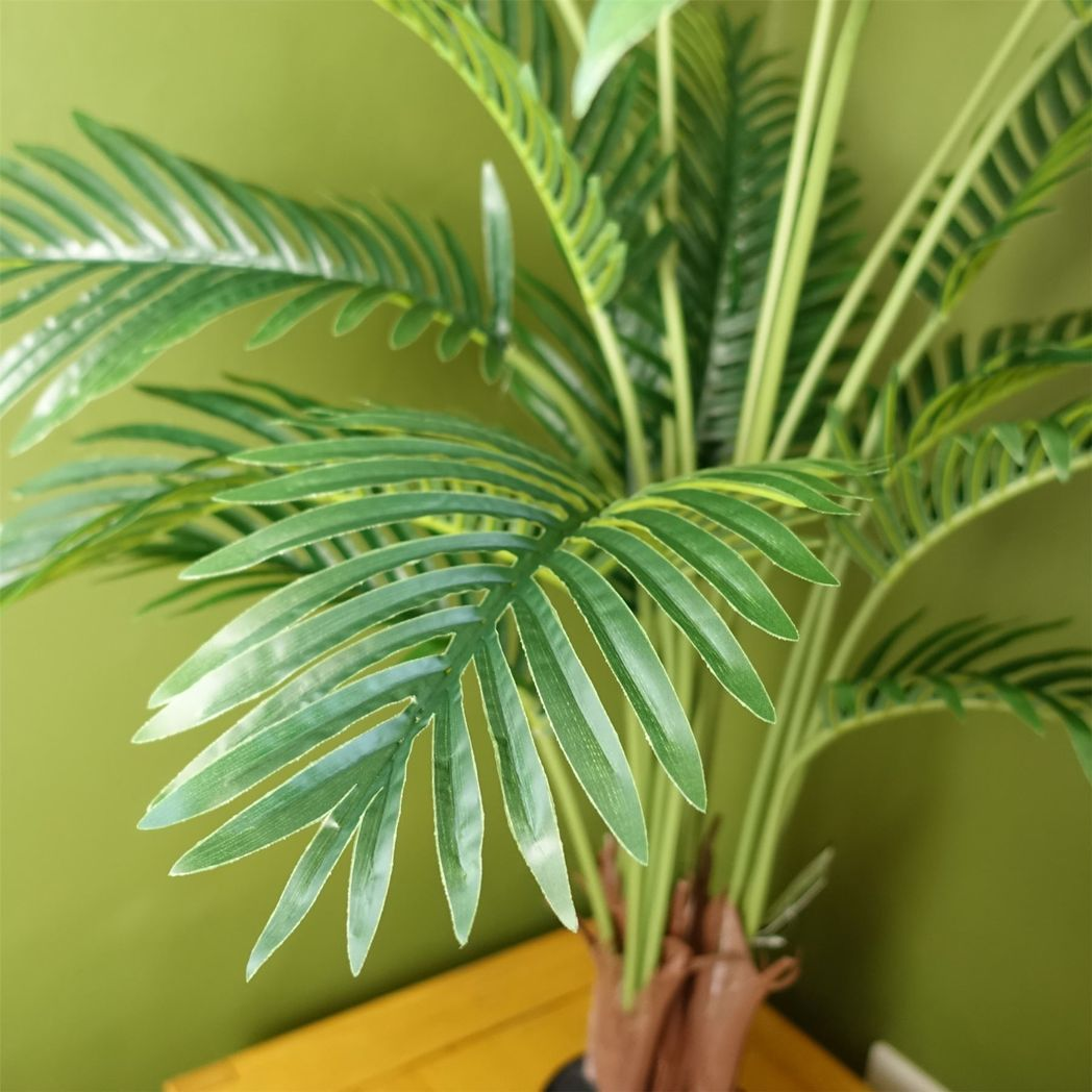 Large Artificial Areca Palm Tree, 110cm in Black Pot – Realistic Indoor Plant with Wired Stems