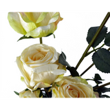 60cm Cream Rose Artificial Flowers Spray – 4 Flowers 3 Buds
