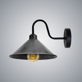 Vintage Swan Neck Wall Light with Cone Shade and E27 Socket – Dimmable Indoor Wall Sconce, Brushed Silver