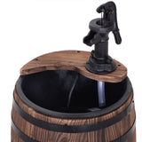 Outsunny Retro Water Pump Barrel Fountain, Solid Fir Wood – Garden Water Feature & Flower Planter Stand