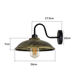 Vintage Swan Neck Wall Light, Hemisphere Shade, E27 Socket – Dimmable Indoor Wall Sconce, Brushed Brass
