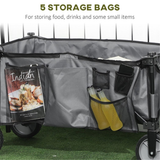Folding Garden Cart with 4 Wheels, Brakes & Adjustable Handle – 125L Utility Trolley, Dark Grey
