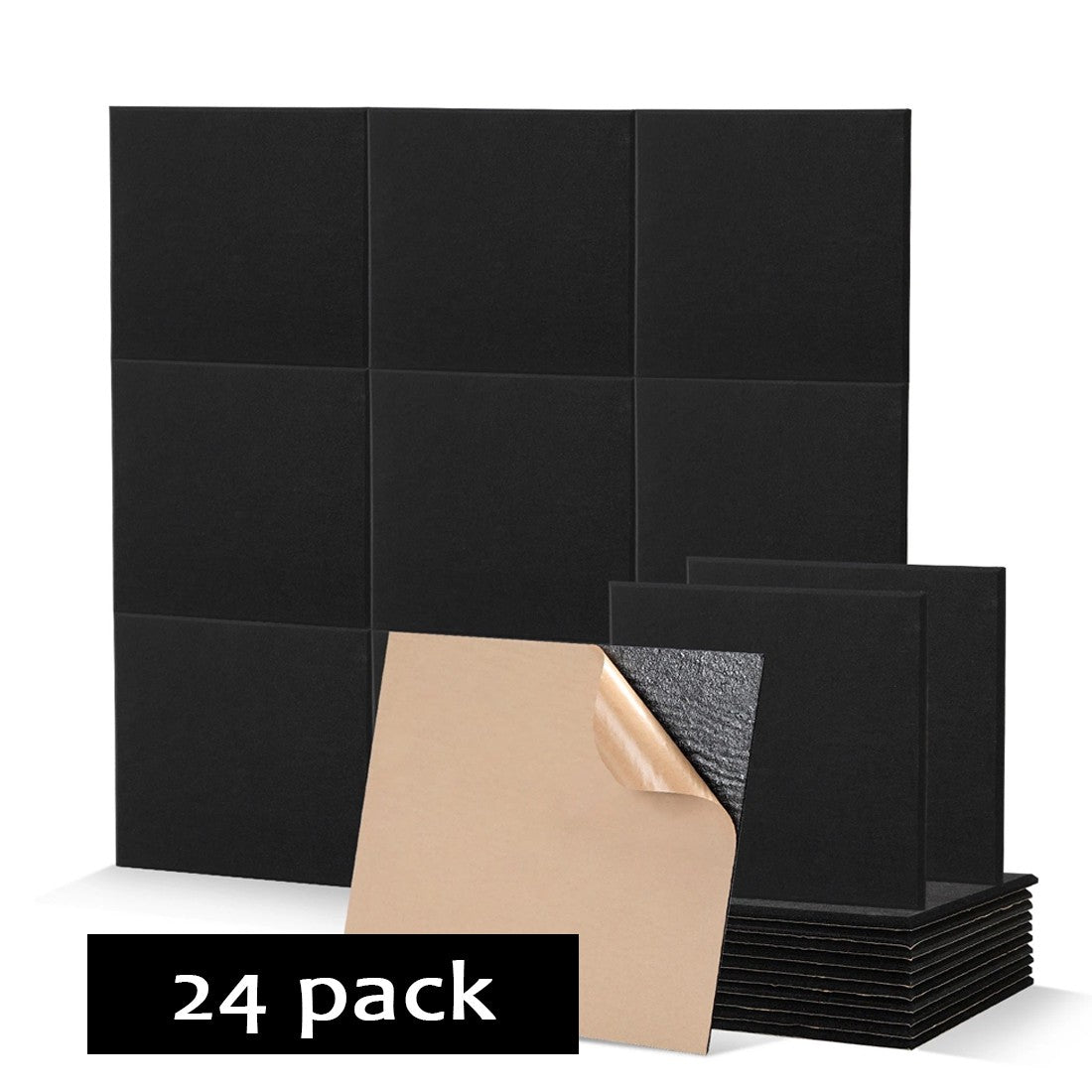 Acoustic Wall Panel Tiles, 12 or 24 Pack Self-Adhesive Soundproofing Polyester Panels – Studio Sound Insulation