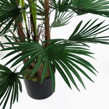 Leaf 120cm Artificial Fan Palm Tree with Weighted Black Pot – Realistic Faux Plant for Home