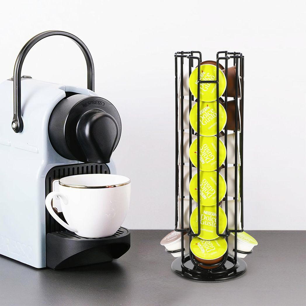Vinsani 24 Pod Coffee Capsule Stand with Revolving Base – Dolce Gusto Compatible Storage, Black