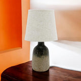 AcaciaHome Grey Two-Tone Ceramic Table Lamp with Drum Shade – 40cm Bedside & Desk Lighting