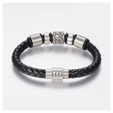 Aye Do Gifts Men's Nautical Faux Leather Bracelet – Silver Beads, Magnetic Clasp