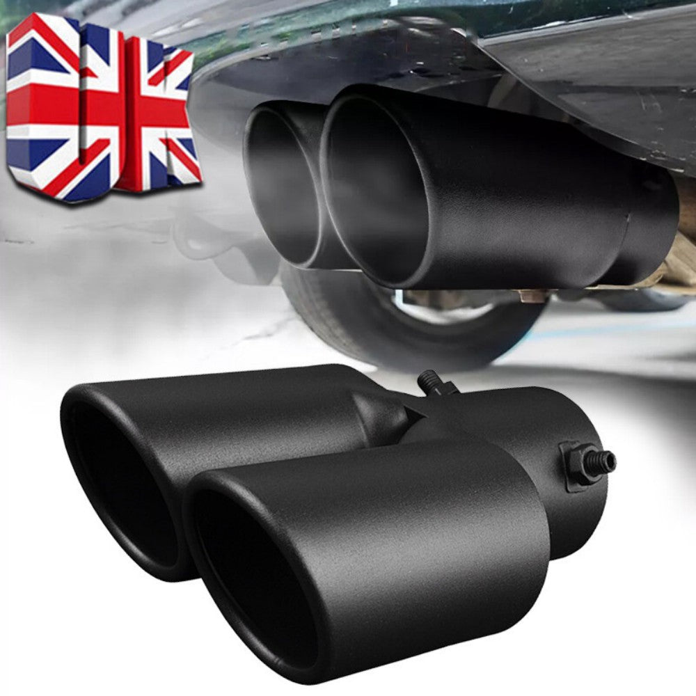 Dual Outlet Stainless Steel Exhaust Tip – Double Wall Straight Cut Tail Muffler Tip for 1.5–2.4 Inch Pipes