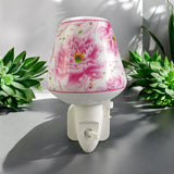 Plug-In LED Night Light with Pink Floral Ceramic Body and On/Off Switch – Decorative Lighting for Hallways and Bathrooms
