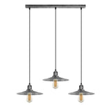 LEDSONE 3 Head Vintage Metal Cone Pendant Light with Rectangle Base, E27 Holders & 95cm Cables – Island Lighting
