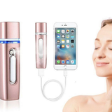 2 in 1 Portable Nano Mist Facial Sprayer with 2800mAh Power Bank – Handheld, USB Rechargeable, Rose Gold