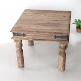 AcaciaHome 45cm Wooden Square Side Table with Natural Wood Finish – Compact Table for Living Room, Bedroom or Office