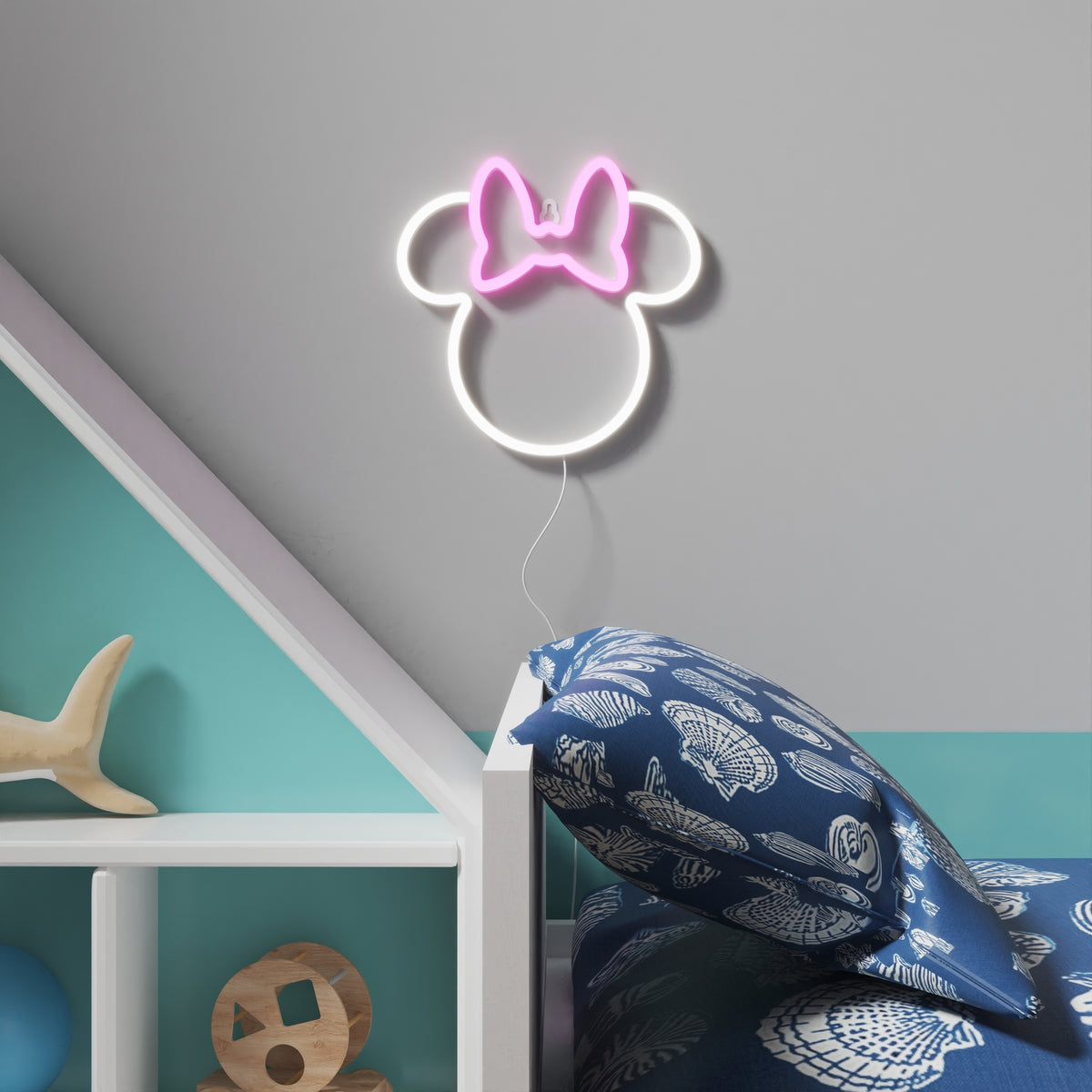 YELLOWPOP Disney Minnie Mouse LED Neon Wall Light – 250 Lumen USB Powered Sign, White Glow, Gift Boxed