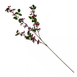 Leaf Artificial Red Christmas Berry Spray, Bundle of 6 x 80cm – Wired Stems, Festive Greenery