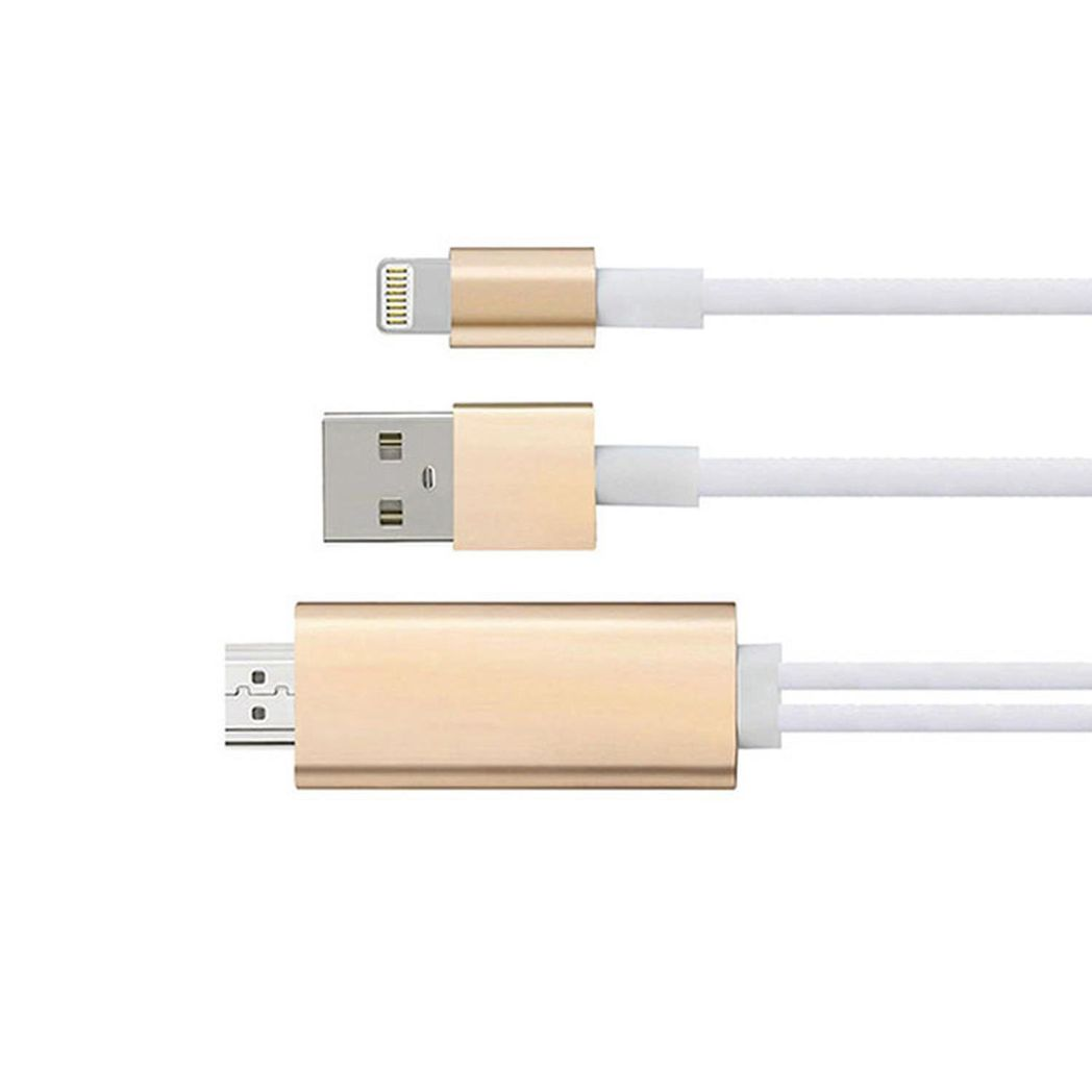 Aquarius Full HD HDMI Connector Cable for 8-Pin Phone & Pad – 1080p HDTV Adapter, Gold