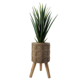Zandi Flowers Composite Large Planter, 40cm x 21.5cm – Garden Plant Pot, Brown & Grey