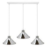 LEDSone 3-Way Modern Industrial Chrome Cone Pendant Light, Linear Bar – Indoor Hanging Light, Chrome