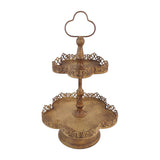 AcaciaHome Rusty 2-Tier 48cm Round Metal Plant & Cake Stand – Patina Pedestal for Cupcakes, Plants & Decor