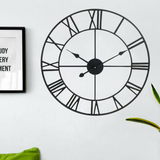 78cm Large Roman Numeral Metal Wall Clock – Oversized Open Design, Battery Operated
