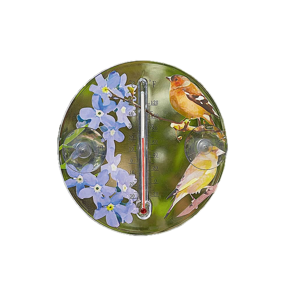 Avilo Outdoor Window Thermometer – Edwardian Ornithological Bird Illustrations, Garden Window Decor