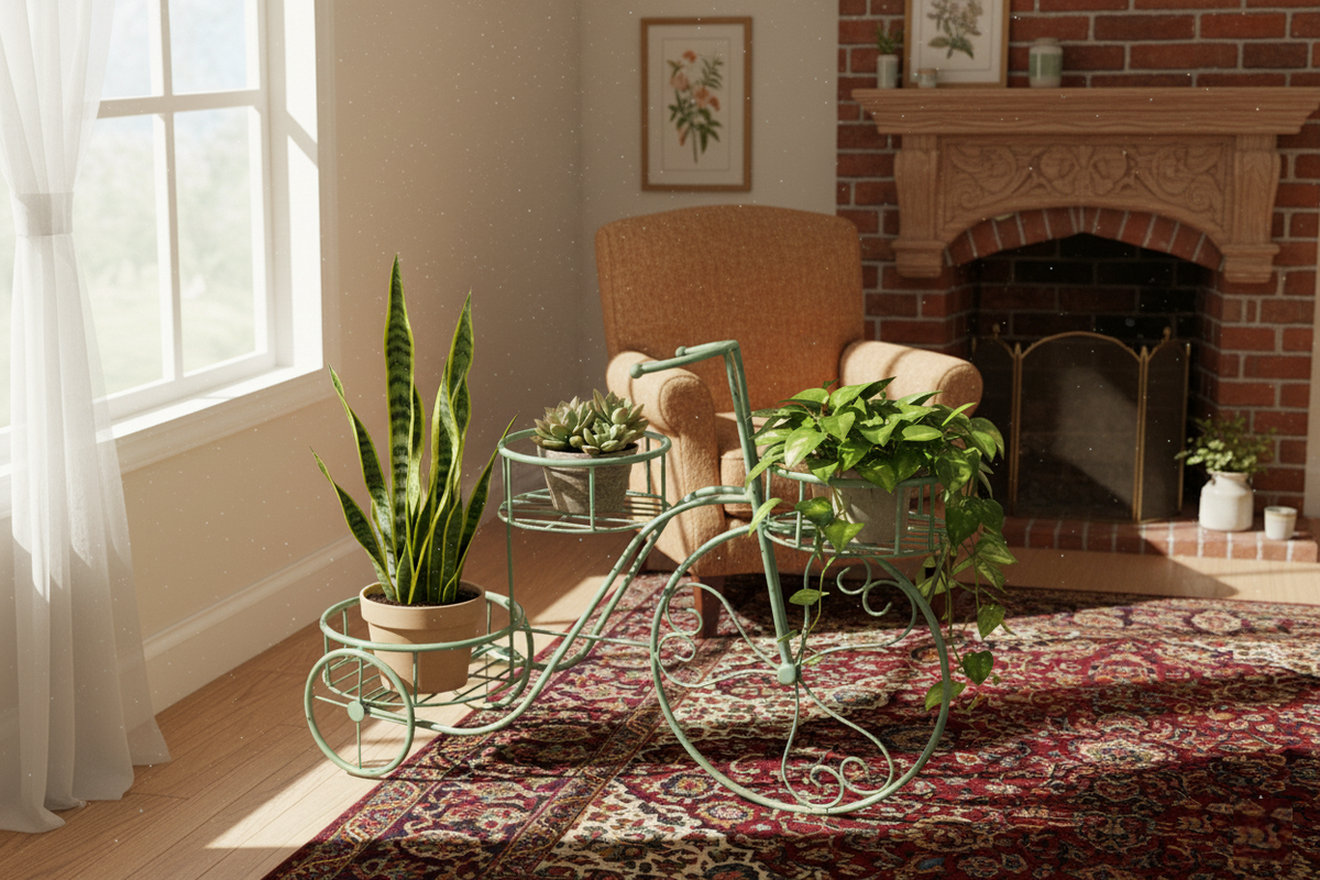 Avilo Tricycle Plant Stand – French Inspired Rustic Metal Planter Holder