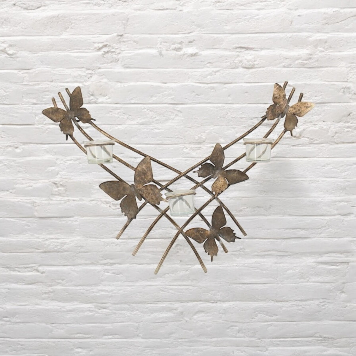 Gold Butterfly Wall-Mounted Candle Holder – Metal Wall Decor, 9cm