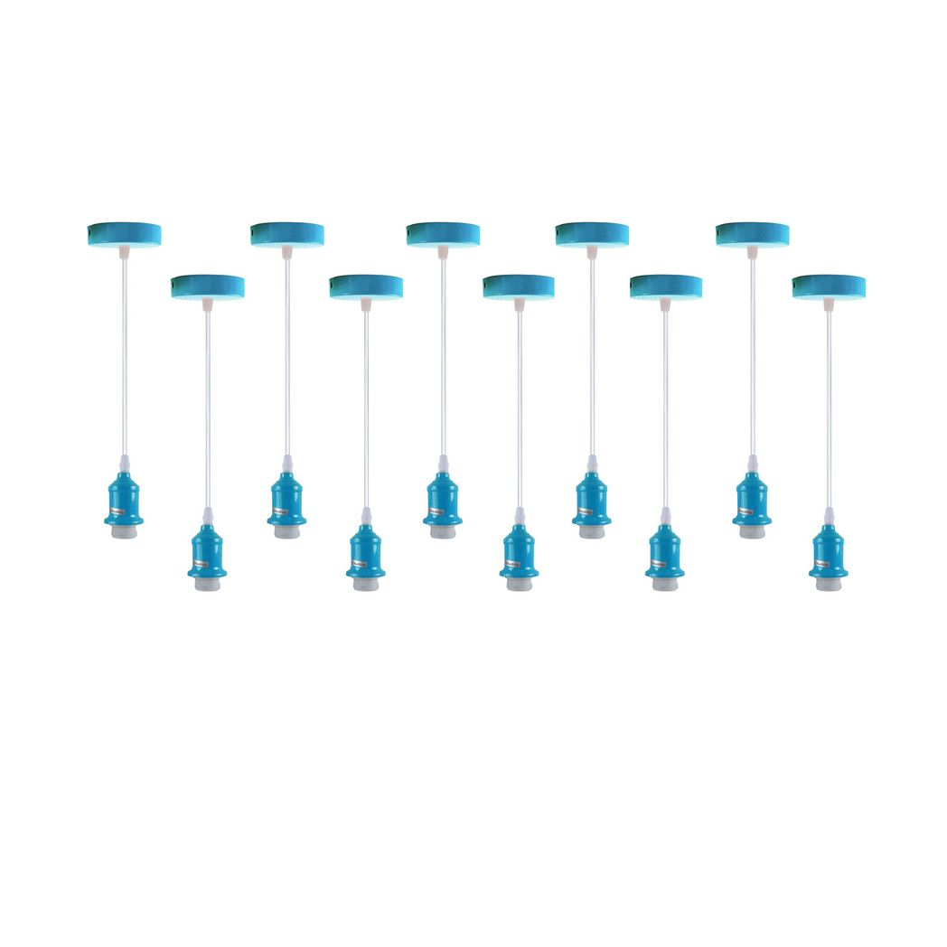 LEDSONE 10 Pack Industrial Pendant Light Fitting Set – E27 Lamp Holder with 95cm PVC Cable, Vintage Style