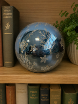 Avilo Enchanted Turquoise Glow Orb with Sea Bed Motif and Soft Yellow Glow – Bedside & Mantel Decor Light