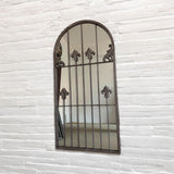 AcaciaHome Framed Arched Wall Mirror, 120cm with Rust-Finish Iron Frame & Floral Design – Indoor or Outdoor
