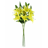 Leaf Large Artificial Lily Stems, Pack of 6 x 100cm with 18 Silk Flowers – Yellow