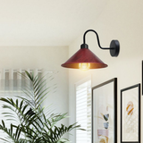 Vintage Swan Neck Wall Light, Cone Shade, E27 Socket – Dimmable Indoor Wall Sconce, Rustic Red